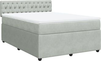 vidaXL Vidaxl - Cama Box Spring Con Colch&oacute;n Terciopelo Gris Claro 160x200 Cm