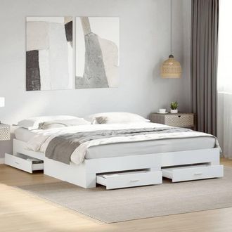 vidaXL Estructura Cama Con Cajones Madera Ingenier&iacute;a Blanca 200x200 Cm Vidaxl
