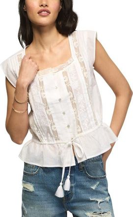 Lucky Brand Lacy Cap Sleeve Shirt in Bright White at Nordstrom, Size Xx-Large