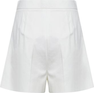Max Mara Womens Shorts Mxmtabacco White Cotton-Satin