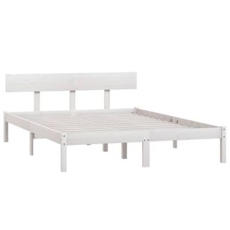 Berkfield Home Modern Bed Frame White Solid Wood Pine 135x190 cm Double