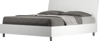 ITYhome Cama con almacenaje 160x200 con cabecero inclinada fresno blanco