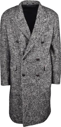Tagliatore Black Cotton-Blend Double-Breasted Coat