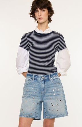 Kancan Jay 90s Low Rise Boy Shorts in Medium Wash at Nordstrom, Size 29