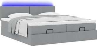 vidaXL Estructura De Cama Otomana Colchones Tela Gris Claro 160x200cm Vidaxl