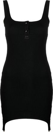 Courrèges button-placket ribbed minidress - women - Cotton/Elastane - S - Black