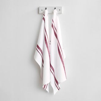 Solino Home Linen Kitchen Towels - French Stripe in Burgundy And White at Nordstrom, Size Medium
