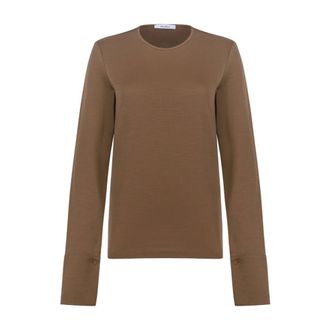 Max Mara Round-neck Knitwear, female, Brown, Size: XS Pure Top
