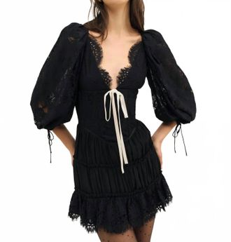 For Love & Lemons Ellis Mini Dress In Black