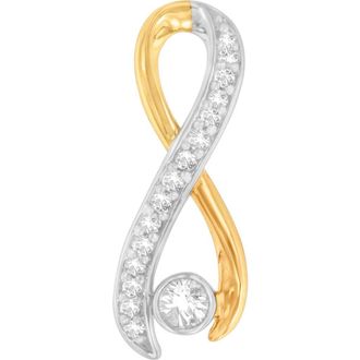 House of Brilliance 10K Two-Tone Gold 1/5 cttw Diamond Radiant Ribbon Pendant Necklace in Yellow at Nordstrom