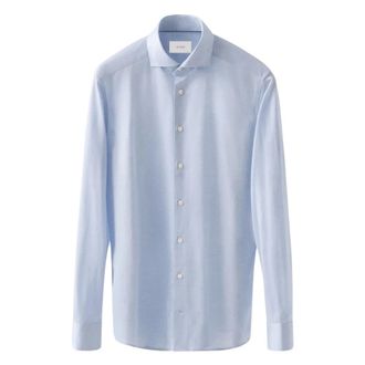 Eton Lichtblauw Oxford Overhemd Lange Mouw - Heren - Zakelijke Overhemden - Blauw - M - Katoen - Overhemden
