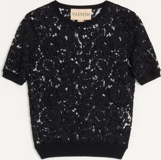 Valentino Maglia In Pizzo E Cotone Donna NERO XL