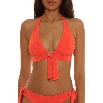 Trina Turk Golden Oasis Jacquard Bikini Top in Heat at Nordstrom, Size 12