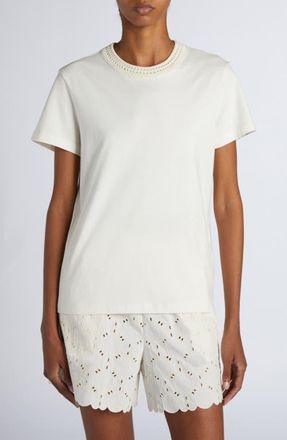 Moncler Crewneck T-Shirt in White at Nordstrom, Size Xx-Large