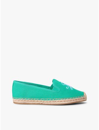 Tommy Hilfiger Womens Script Monogram Canvas Espadrille - Green - US 6.5 / EU 37