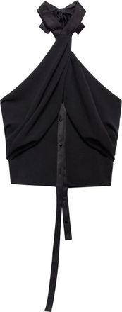 Aniye By Zwarte Haltertop met Strikdetail - Dames - Tops zonder mouwen - Zwart - M - Tops