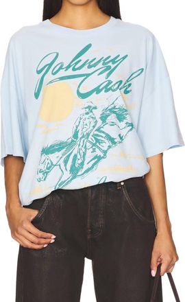 Daydreamer Johnny Cash Short Sleeve Tee In Baby Blue