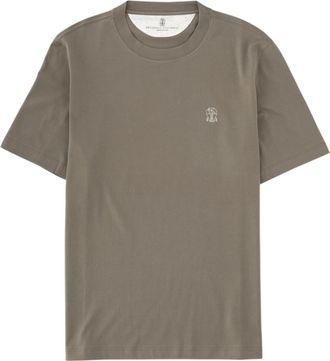 Brunello Cucinelli Green Logo Crew Neck T-Shirt