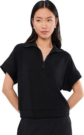 Liverpool L.A. Soft Plush Half Zip Popover Top Womens Clothing Black : XL, Modal/Polyester