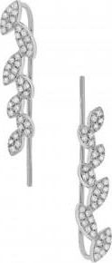 Allurez 0.25ct 14k White Gold Diamond Leaf Ear Crawler Earrings