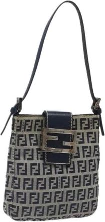 Fendi Pre-owned Shoulder Bags, female, Blue, Size: ONE SIZE Pre-owned Canvas fendi-bags