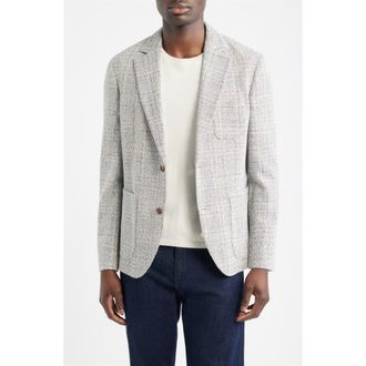 Nordstrom Henrik Trim Fit Knit Cotton Blend Tweed Sport Coat in Beige Vaca Plaid at Nordstrom, Size Xxx-Large