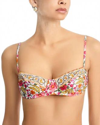 Farm Rio Banana Flowers Underwire Bikini Top In Off White