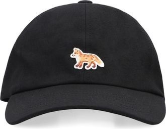 Maison Kitsun&eacute; Zwarte Baby Fox Logo Baseballpet - unisex - Petten - Zwart - ONE Size - Katoen - Accessoires