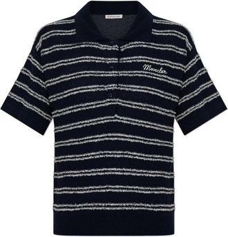 Moncler Polo Shirt met Geborduurd Logo - Dames - Polos - Blauw - M - Katoen - Tops