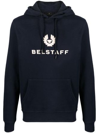 Belstaff logo-embossed cotton hoodie - Blue