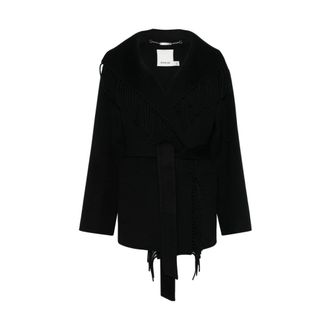 SIMKHAI Truien & Vesten, Dames, Zwart, S, Wol, Rowen Fringe Jacket
