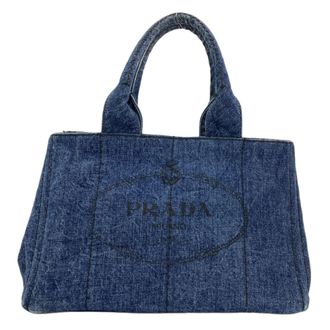 Prada Canapa Blue Denim Tote Bag (Pre-Owned)