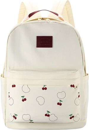 Generic Nylon Aesthetic Backpack with Inner Compartment School Bag for Teenagers (White)