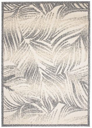 Tapiso Alfombra exterior interior 3D gris beige crema palma 80 x 150 cm