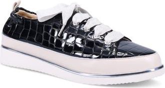 Ron White Novella Avara Croc Embossed Leather Sneaker in Onyx at Nordstrom, Size 10-10.5Us