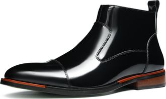 Generic Mens Chelsea Boots Genuine Leather Dress Ankle Boots with Side Zipper, Polished Cap-Toe Design, Comfortable Pigskin Lining for Business or Casual Wear