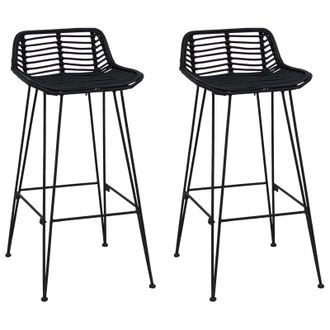vidaXL Taburete De Bar 2 Pcs Negro 44 X 46 X 91 Cm Rat&aacute;n Y Acero Vidaxl