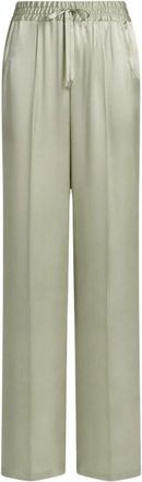 Kiton Fluid Satijnen Broek - Dames - Wijde Broeken - Groen - L - Satijn - Broeken