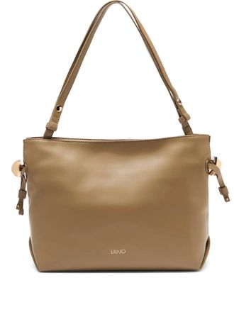 Liu Jo Riccy medium logo lettering shoulder bag - women - Polyester/Polyester/Polyurethane Resin - One Size - Neutrals