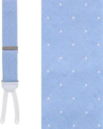 Trafalgar Store Big and Tall Churchill Chambray Polka Dot Linen Blend Formal End Suspenders in Light Blue With Polka Dots at Nordstrom, Size One Size Big