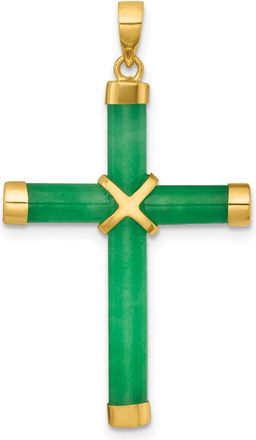 Diamond2Deal 14k Yellow Gold Polished Jade -X- Cross Pendant