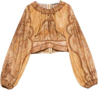 Zimmermann Beige Paisley Round Neck Top