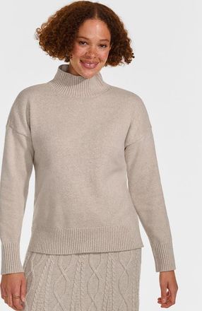 Lands End Dweller Split Hem Turtleneck Sweater in Oatmeal Tan Heather at Nordstrom, Size X-Large