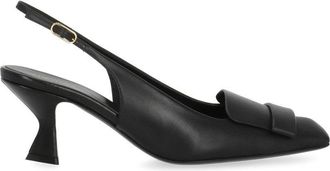 Sergio Rossi Black Square Tip Spool Heel Pumps