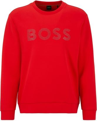 HUGO BOSS Mens Crew Neck Long Sleeve Regular Fit Sweatshirt in Bright Red - Size X-Large
