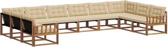 vidaXL Conjunto De Sof&aacute;s De Exterior 10 Uds. Natural Y Beige Vidaxl