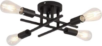 OEM Plafonnier - 4 Brazos Met&aacute;licos - Suspensi&oacute;n Negro Mate - Para Sal&oacute;n Habitaci&oacute;n Cocina Comedor - E27 Sin Bombillas