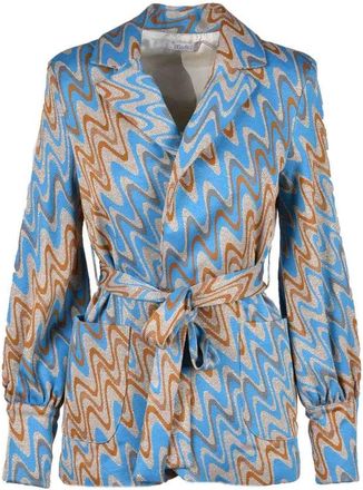 Motel Powder Pink Zigzag Viscose-Blend Jacket