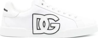 Dolce & Gabbana Logo-Patch Sneakers - Mens - Nappa Leather/Canvas/Fabric/Nappa LeatherRubber