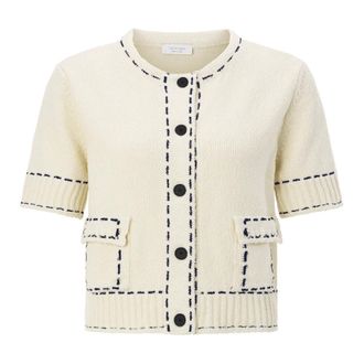 Rich & Royal CNK Cardigan Corto in Filato di Mango - - Knitwear - Donna - Bianco - S
